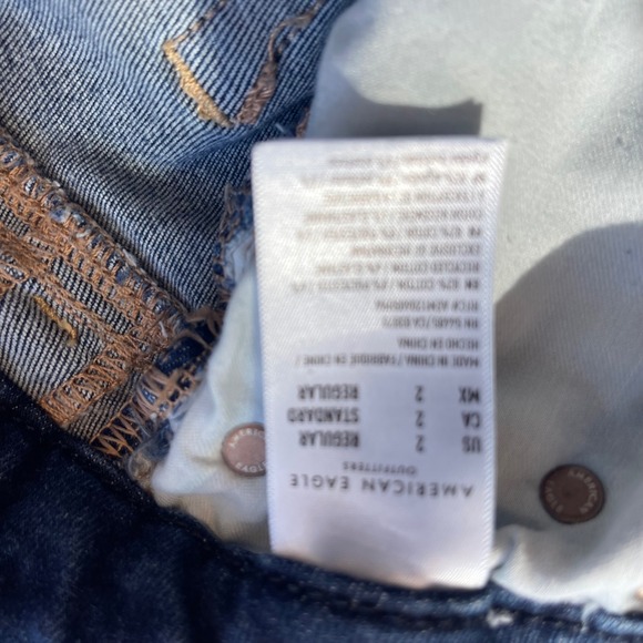 American Eagle Hi Rise Jegging Jeans Womens Size 2 Distressed Ripped Blue Denim - Picture 6 of 8